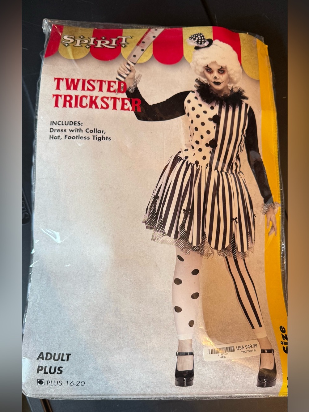 Spirit Twisted Trickster Clown Costume - Black & White